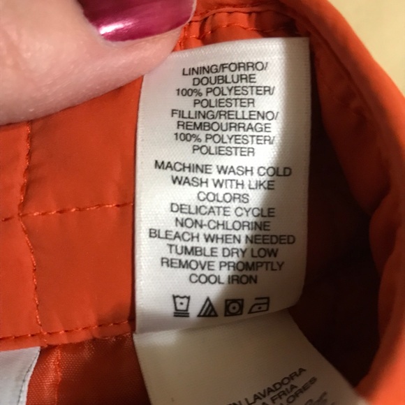 Liz & Co Womens M Quilted Vest Orange Button Down Warm 2 Pockets Belted. - Picture 7 of 10